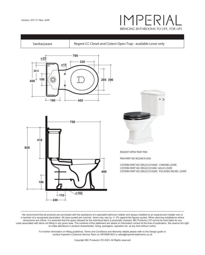 Cuvette monobloc - Regent Imperial
