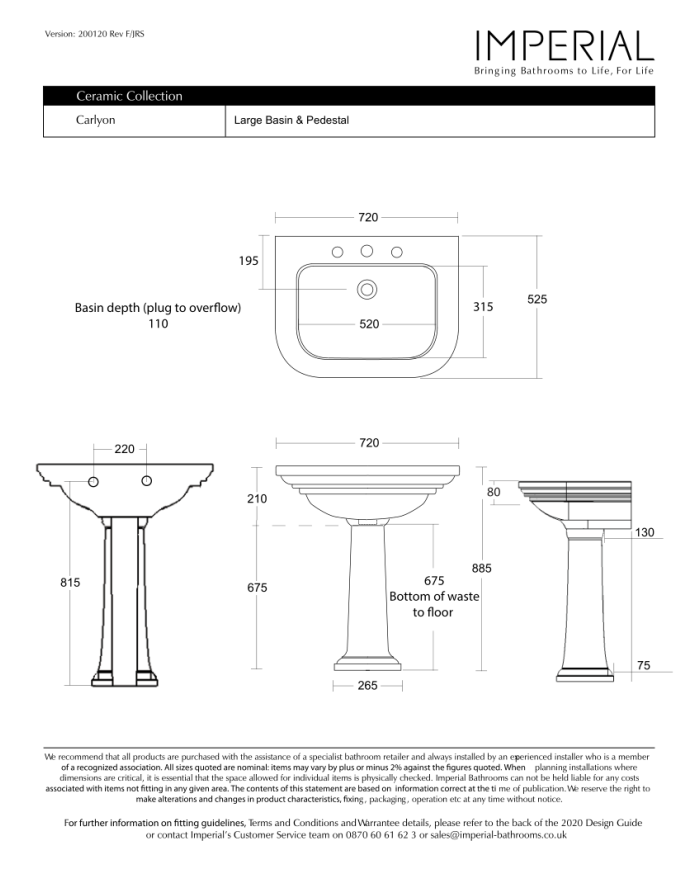 Lavabo 72 - Carlyon Imperial