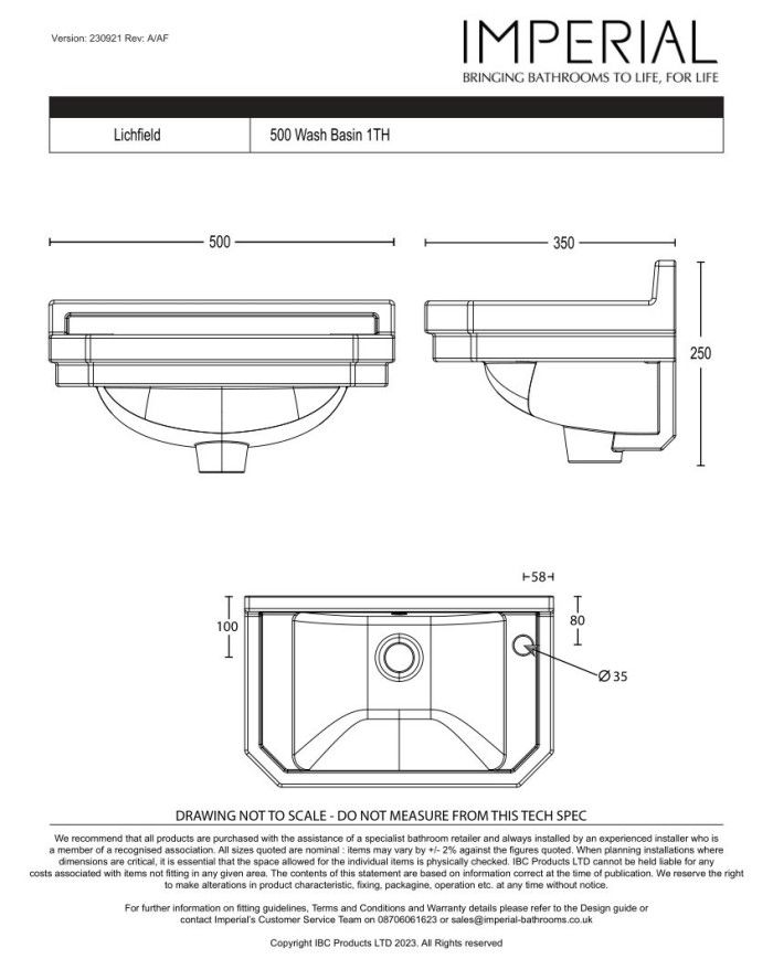 Lavabo 50 Lichfield Imperial