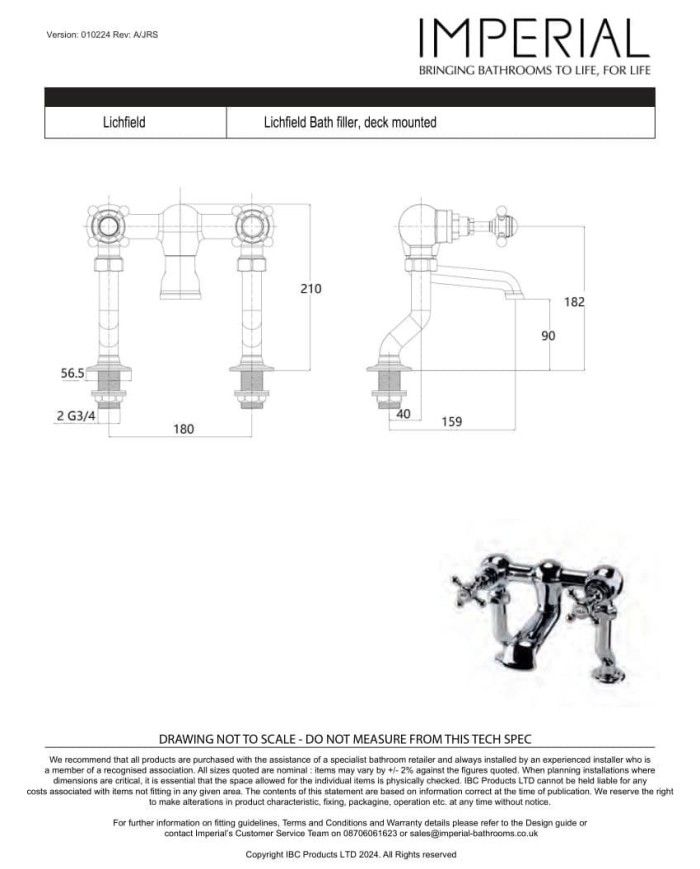 Mélangeur bain - Lichfield Imperial