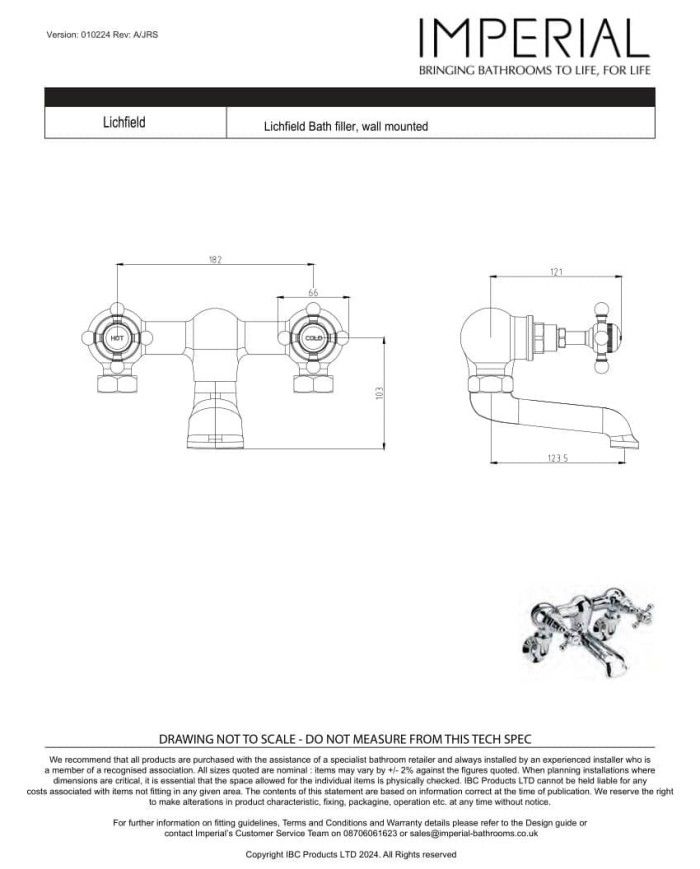 Mélangeur bain mural - Lichfield Imperial