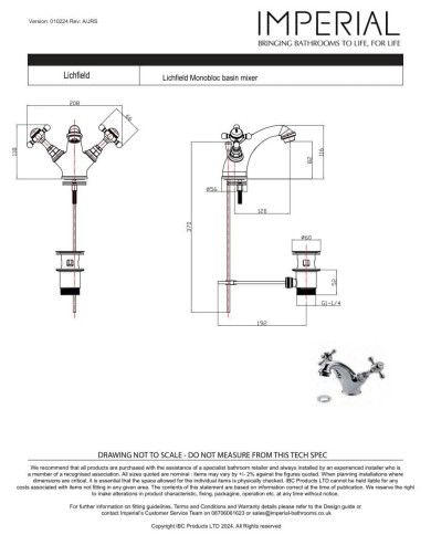 Mélangeur lavabo - Lichfield Imperial