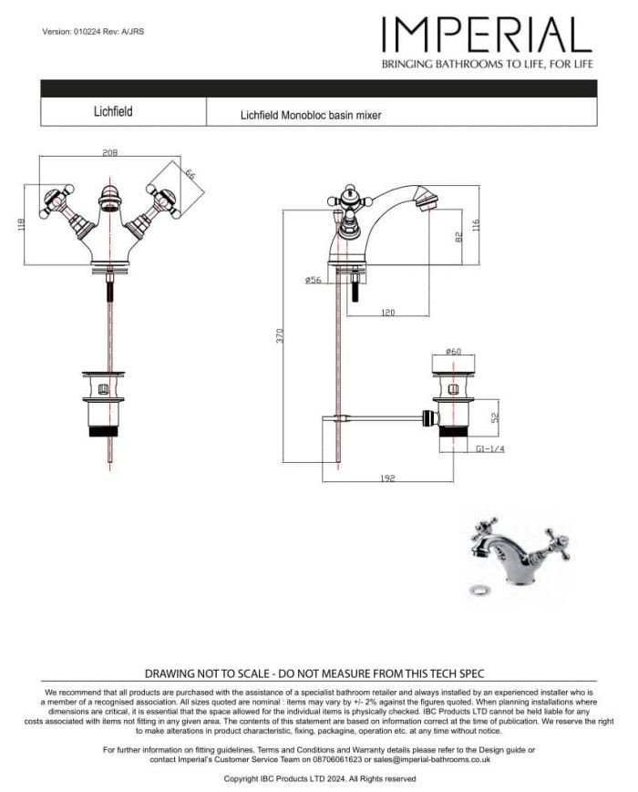 Mélangeur lavabo - Lichfield Imperial