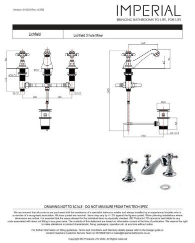 Mélangeur lavabo croisillons - Lichfield Imperial