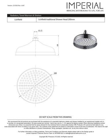Tête de douche Imperial