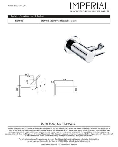 Support douchette Lichfield Imperial