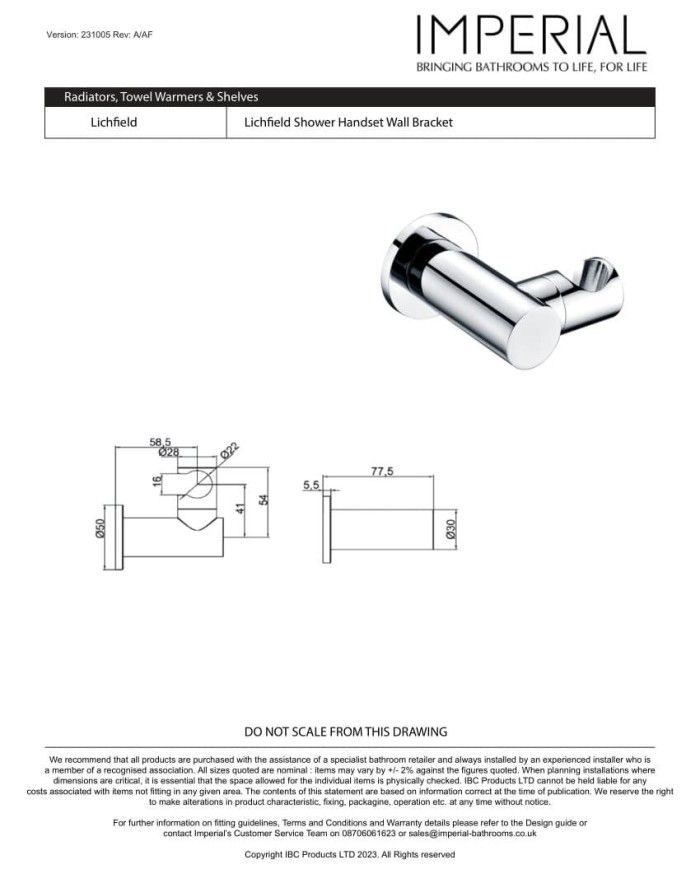 Support douchette Lichfield Imperial