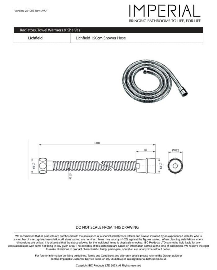 Tuyau de douche Lichfield Imperial