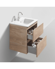 Meuble 60cm 2 tiroirs + miroir LED - InBe - Clou