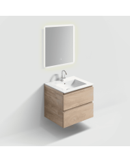 Meuble 60cm 2 tiroirs + miroir LED - InBe - Clou