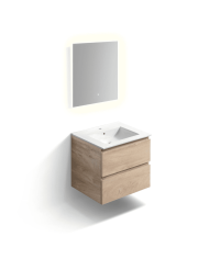 Meuble 60cm 2 tiroirs + miroir LED - InBe - Clou