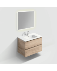 Meuble 80cm 2 tiroirs + miroir LED - InBe - Clou