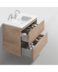 Meuble 80cm 2 tiroirs + miroir LED - InBe - Clou