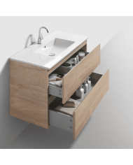 Meuble 100cm 2 tiroirs + miroir LED - InBe - Clou