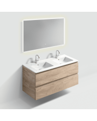 Meuble lavabo double + 2 tiroirs + miroir LED - InBe - Clou