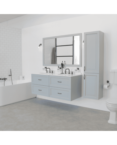 Meuble lavabo 2 vasques L140 et miroir Astoria Aqua Prestige