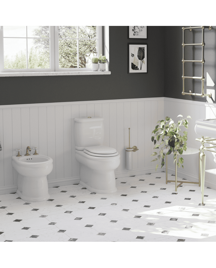 WC monobloc horizontale - Romantica - Bleu Provence