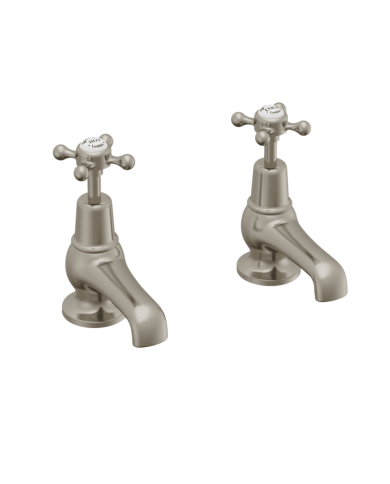 Robinet 3 Claremont Burlington en finition nickel avec poignées croisées vintage