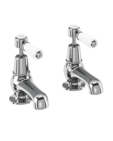 Robinet 3 Claremont Burlington en chrome avec poignées en céramique blanche et design vintage