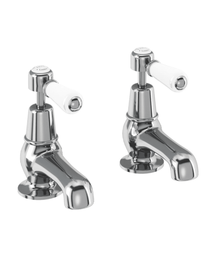 Robinet 3 Claremont Burlington en chrome avec poignées en céramique blanche et design vintage