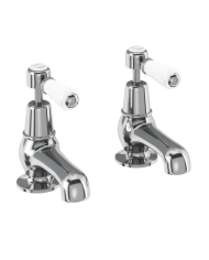 Robinet 3 Claremont Burlington en chrome avec poignées en céramique blanche et design vintage