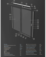 Paroi de douche Chromé Stylo SBX, structure en verre et aluminium, design moderne avec profils et accessoires détaillés.