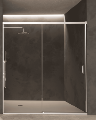 Paroi de douche chromée Stylo SBX avec poignée ronde et pommeau de douche intégré