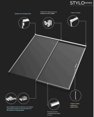 Paroi de douche chromée Stylo SBX, design moderne, finitions aluminium, système de montage facile.