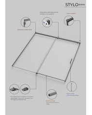 Paroi de douche noir mat Stylo SBX avec roulements en laiton, finition minimaliste et poignée moderne ergonomique.