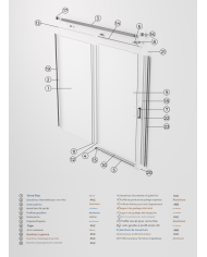 Paroi Douche Noir Mat Stylo- SBX, structure aluminium, verre fixe, guidage supérieur