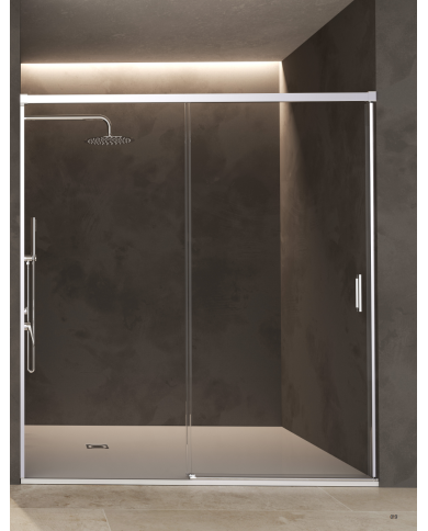 Paroi de douche chromée Stylo SBX, design moderne, verre transparent, douche à l'italienne, finition élégante