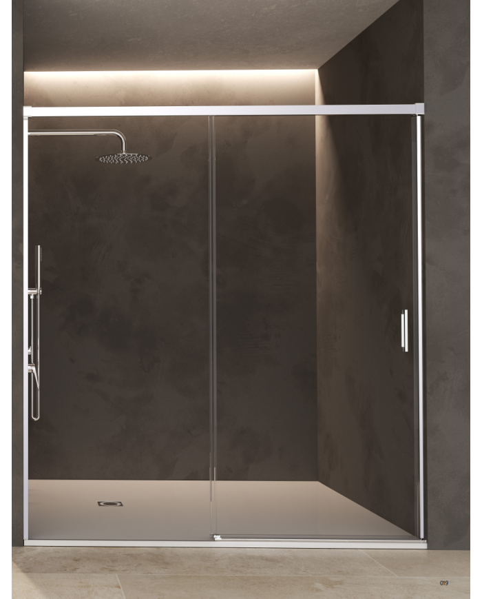 Paroi de douche chromée Stylo SBX, design moderne, verre transparent, douche à l'italienne, finition élégante