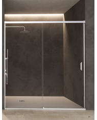 Paroi de douche chromée Stylo SBX, design moderne, verre transparent, douche à l'italienne, finition élégante
