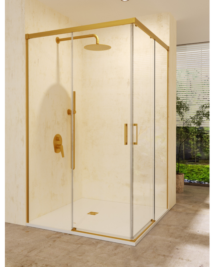 Paroi Douche Angle Or brossé - SBX