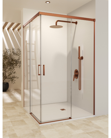 Paroi Douche Angle Or rose brossé - SBX