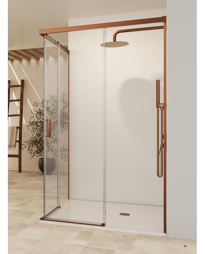 Paroi Douche Angle Or rose brossé - SBX