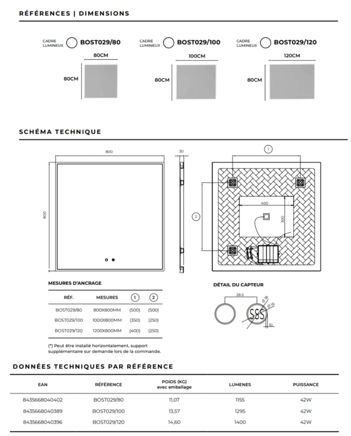 Miroir Boston - LEDIMEX