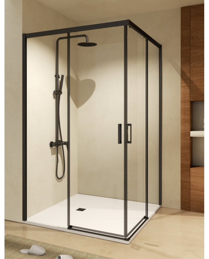 Paroi Douche Angle Noir Mat Easy - SBX