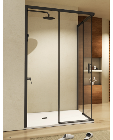 Paroi Douche Angle Noir Mat Easy - SBX
