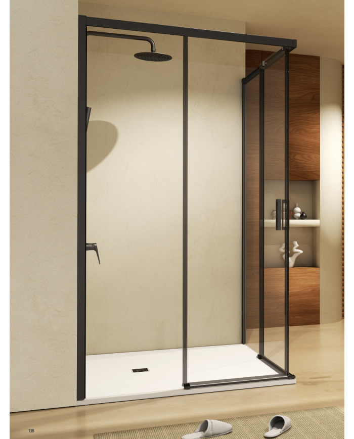 Paroi Douche Angle Noir Mat Easy - SBX