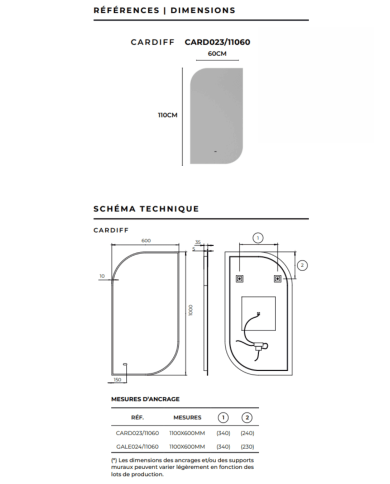 Miroir Cardiff - LEDIMEX