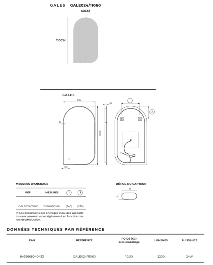 Miroir Gales - LEDIMEX