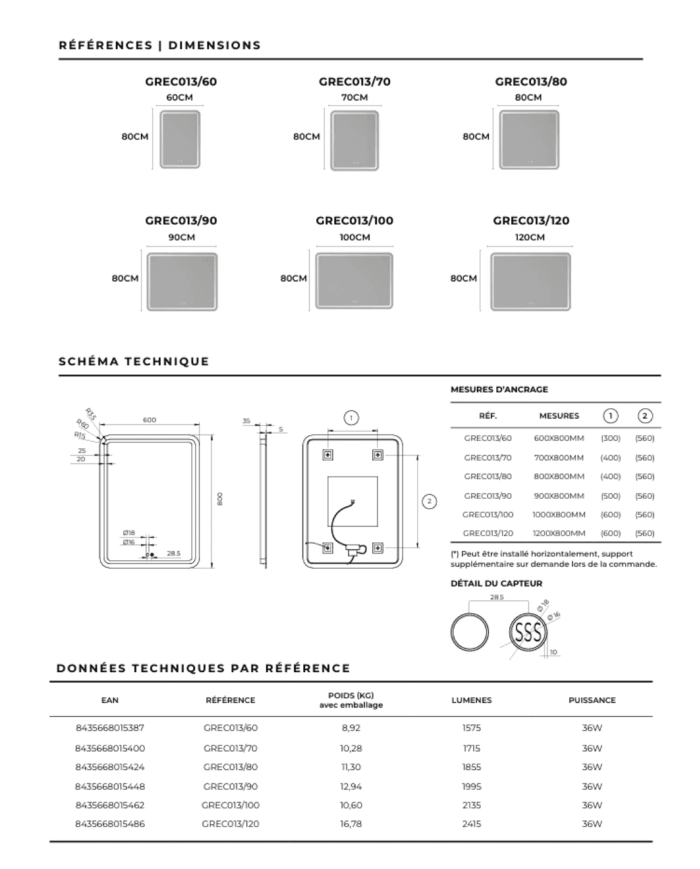 Miroir Grecia - LEDIMEX