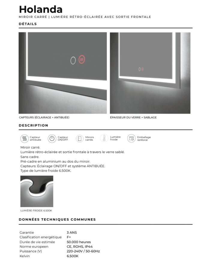 Miroir Holanda - LEDIMEX