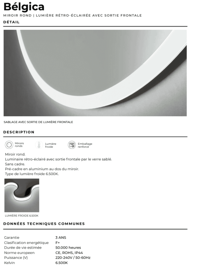 Miroir Belgica - LEDIMEX