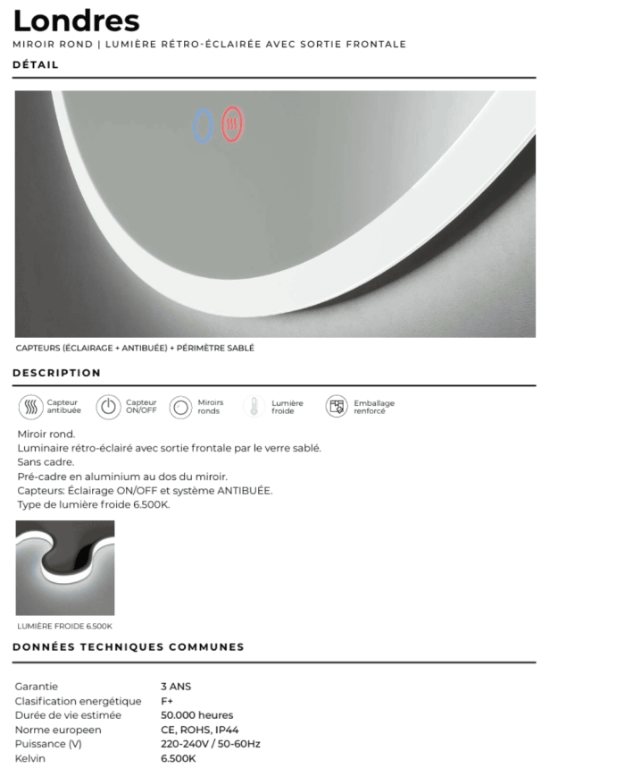 Miroir Londres - LEDIMEX