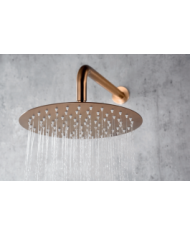 Robinetterie thermostatique encastrée or rose brossé avec pommeau de douche rond