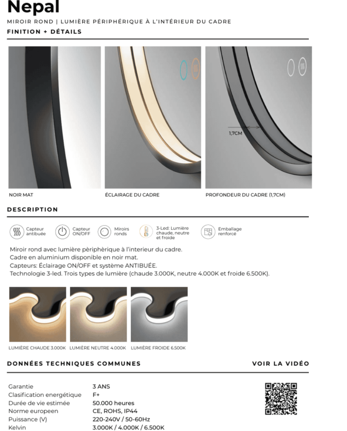 Miroir Nepal - LEDIMEX