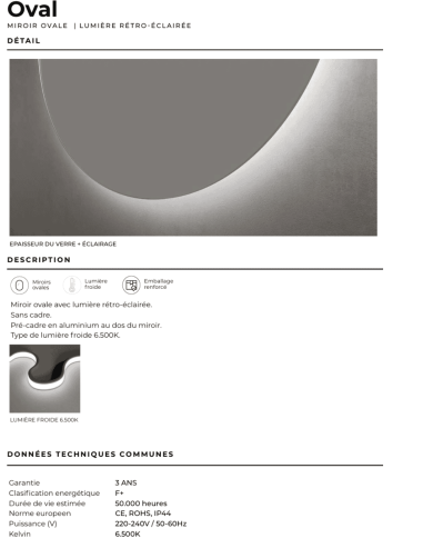 Miroir Oval - LEDIMEX