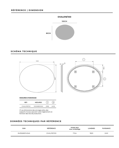 Miroir Oval - LEDIMEX